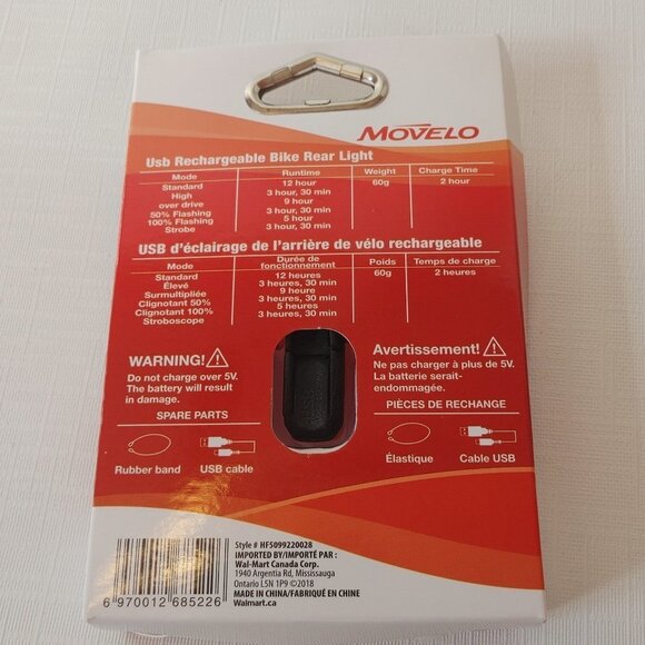 Movelo Bike Rear Light NIP Sealed - Picture 2 of 2